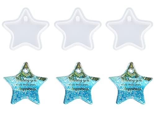 Weenkeey 3 Pcs Star Keychain Silicone Mold Star Keychain Charms Epoxy Resin Mold Star Shape Resin Casting Molds for DIY Crafts Jewelry Pendant