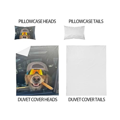 Housse de couette chiots lit enfant 135x200 cm en microfibre