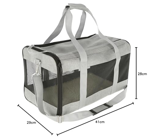 Kerbl Pet Tragetasche Casual, Hundetasche, Transporttasche, grau, 41x28x29cm, Polyester, kleine Hunde, waschbarer Bezug, kratzfeste Netzeinsätze