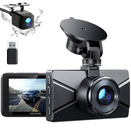 WOLFANG 2.5K Dashcam Voiture Avant Arrière, 1440P+1080P FHD Camera Embarquée Voiture, IPS 3