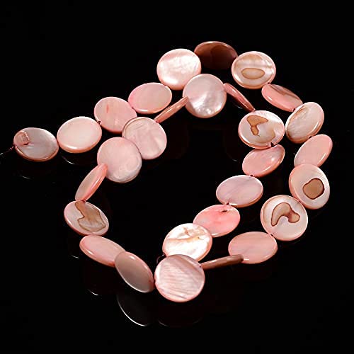 Cheriswelry About 25pcs 14mm Flat Round Shell Beads Disc Coin Natural Mother of Pearl Shell Spacers Bead Charms for Jewellery Making Pink Dyed - Image 3