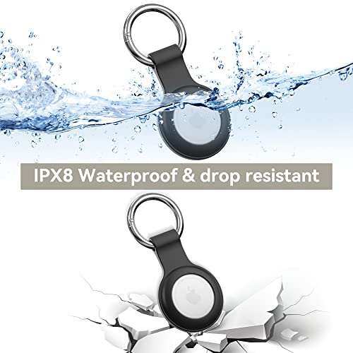Pacote com 4 chaveiros AirTag à prova d'água IPX8, com suporte de silicone macio, leve, antiarranhõ