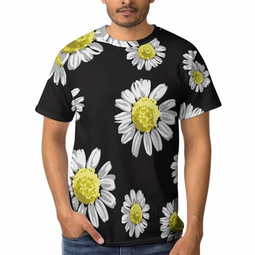 T-Shirt Marguerites Blanches Homme Léger contre la Chaleur d'Été