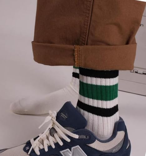 Image of American Trends Womens Novelty Striped Crew Socks Athletic Vintage Slouch Mid Calf Tube Socks