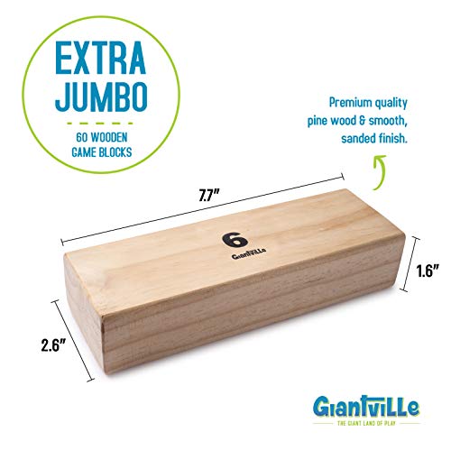 Giant Tumbling Timber Toy - 60 Extra Jumbo Wooden Blocks Floor Game for Kids and Adults, w/ Storage Crate/Game Table-No Assembly Required - Premium Pine Wood, Life Size- Grows to Over 6-feet - Thumbnail 5