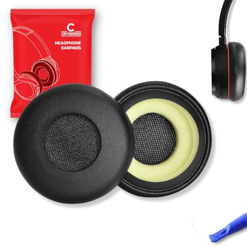 Crysendo Headphone Cushion Fits J-ABRA Evolve 20/30 / 40/65 UC / BIZ2400 | Replacement Headset Pads | Protein Leather & Memory Form (Black)