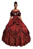 Asulla Retro Rococo Quinceanera Dress with Bow Glitter Fairytale Ball Gown Off The Shoulder Princess Sweet 16 Dress SBurgundy 12