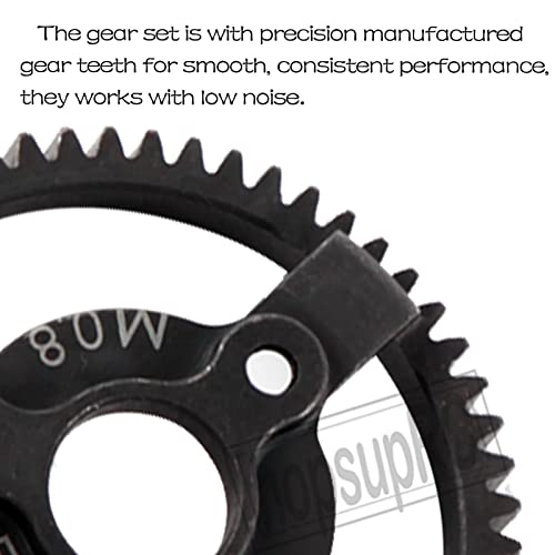 Hopsuprc Metal Spur Gear 32P 50T Transmission Gears With 16T/18T/20T Pinions Gear Sets Upgrades Part For 1/10 Slash 2Wd,Rustler,Stampede,Rc Car,Black #TOP5