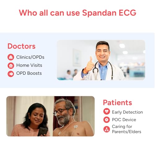 Image of Sunfox Spandan ECG 4.0 with 2 Packet of Electrodes | Portable ECG Machine for Home | Heart Rate Monitor | Medical Grade ECG on Fingertips | Trusted by Doctors | 12 Lead ECG Device | 99.7% Accurate
