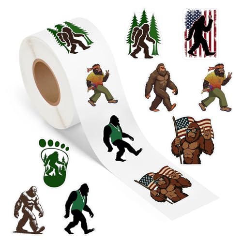 500 Pcs Bigfoot Stickers Roll Outdoor Nature Self Adhesive Waterproof Vinyl Decals for Birthday Party Decorations Supplies Favors Scrapbook Envelope Seals DIY Craft Funny Reward