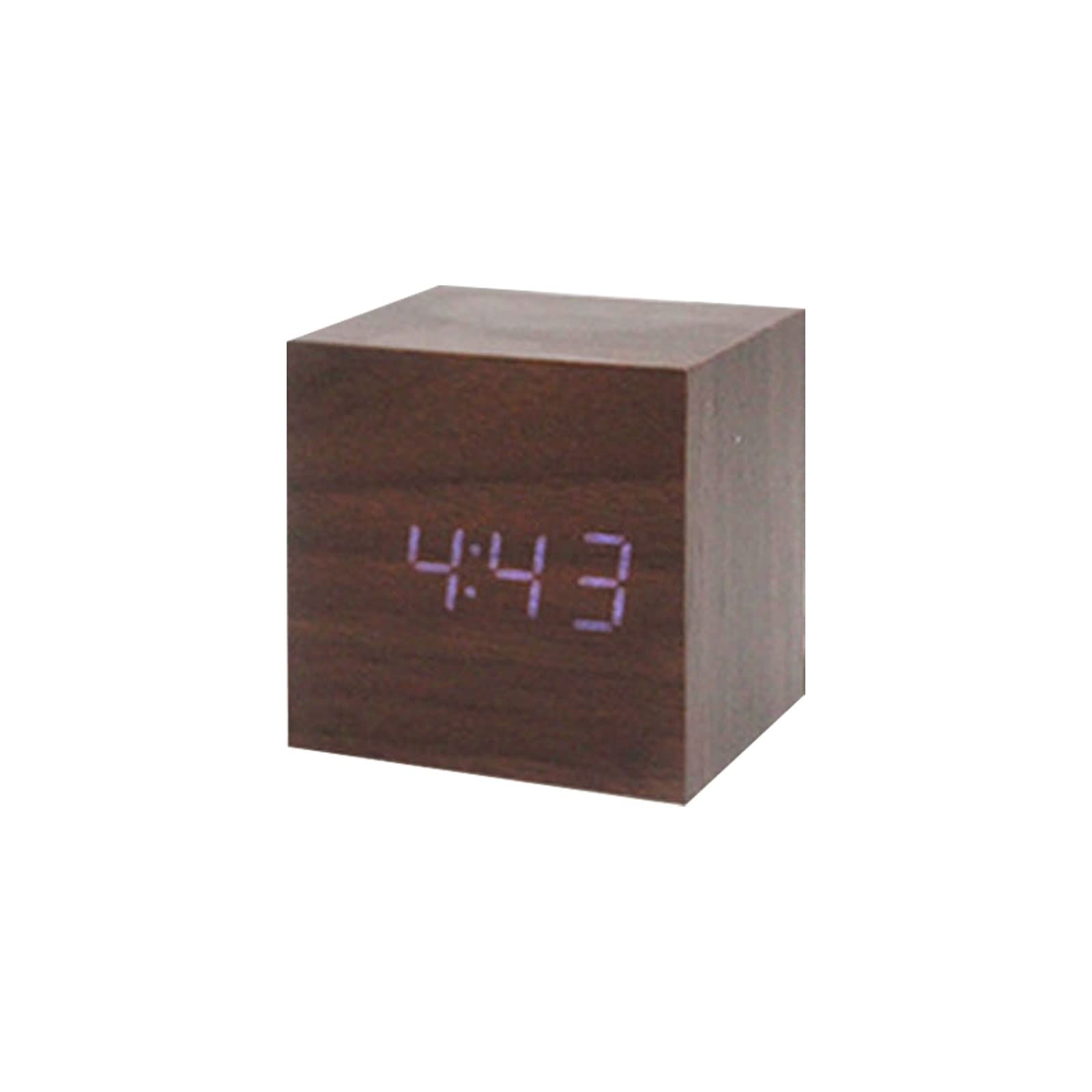 Tsophreniq B Wood Cube Voice Control Alarm Clock Edside Table Square Clock Multipurpose For Children Edroom Dormitory Alarm Clocks For Edrooms
