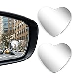 2 Pcs Heart Shape Blind Spot Mirrors, Heart Rear View Mirror Accessories Blind Spot for Cars High Definition Glass Frameless Convex Side Mirrors, Stick-On Wide Angle Rear View for SUVs, Truck & RV