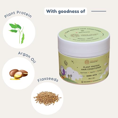 Image of Little Rituals Plant Protein Conditioner | Hair Mask & Normal & Curly Hair Products | Natural Shine & Strong Hair | Plant Protein, Flax Seeds, Argan Oil & Conditioner for Frizzy Hair | MADE SAFE | pH Balanced | 100 gm