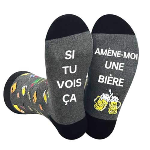 Chaussettes Unisexe Rigolotes Humour 39-46 Coton Fantaisie bière,Un Cadeau Original Pour Anniversaire, Noël et La Saint