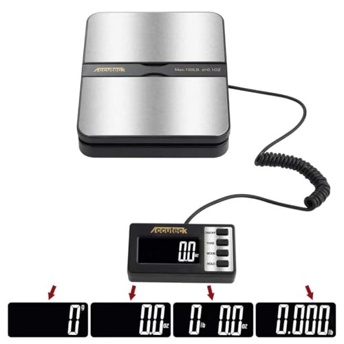 Image of ACCUTECK 8680 High Capacity 150Lbs High Accuracy 0.1OZ Digital Postal Scale with Remote Display, Batteries and USB Cable and AC Adapter Included (Stainless Steel)