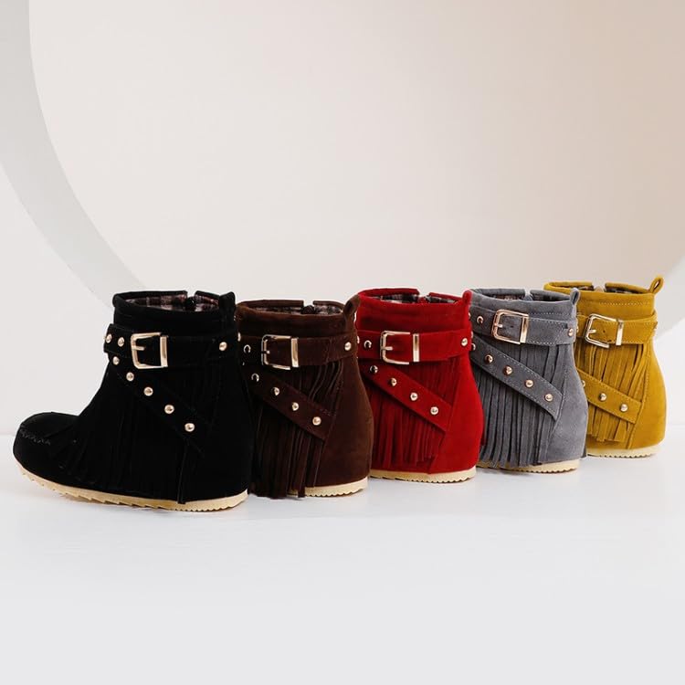 Fringe Cowboy Boots for Women Ankle Bootie Western Boots Embroidery Cowgirl Pull-On Pointy Toe & Wide - Plus Size Retro Comfortable Walking Lightweight Running Standing All Day Trending Fashion3