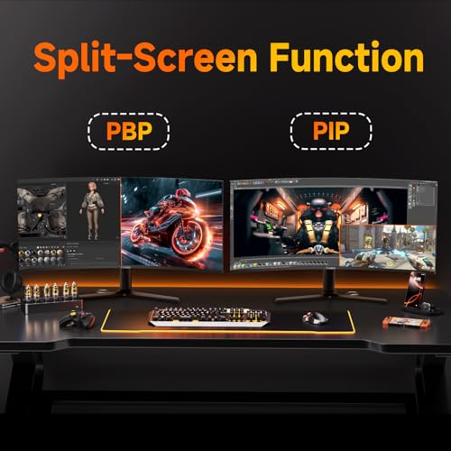 Image of 34 inch UWQHD 240Hz Curved Gaming Monitor,0.5ms FreeSync,95% DCI-P3,PIP /PBP | HDMI 2.1 DP 1.4 VESA 1500R Wrap-Around Depth 125% sRGB Factory Calibration Dual Stereo Speakers for gaming office
