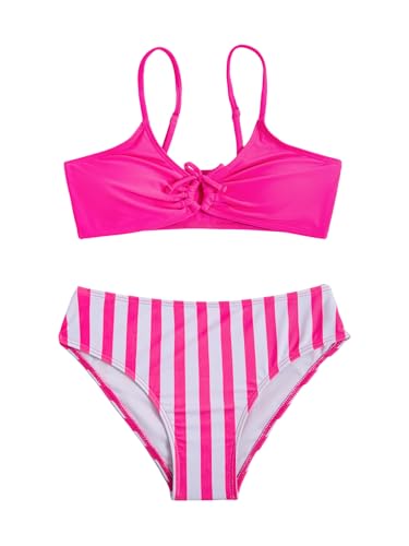 Image of COZYEASE Girls' 2 Piece Ditsy Floral Print Knot Front Ruched Triangle Bikini Swimsuit