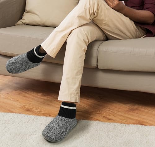 Image of BenSorts Men Fuzzy Slipper Socks with Grippers Non Slip Indoor House Socks Christmas Gifts