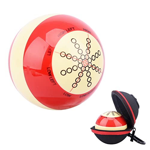 Billiards Cue Ball Training Artifact with Storage Bag Portable Practice Training Assist Accessory with Standard Lines and Dots for America Pool Eight Ball(Size:Ball + Bag)