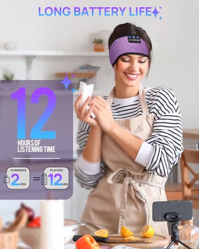 Image of LC-dolidaBluetooth Headband, Headband Headphones Wireless Earphones Built in Speakers for Side Sleepers, Sleeping Headphones Sleep Earbuds Gifts for Men Women Kids Teens