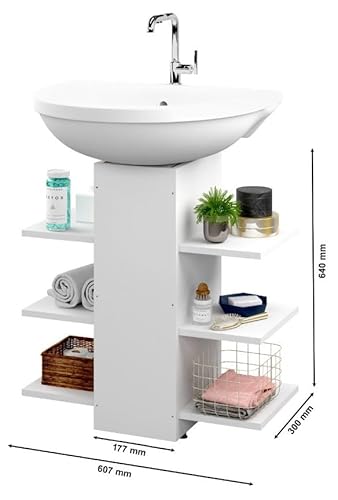 Gabinete de Banheiro Pia de Coluna Mark Flex Collor Branco/Nature