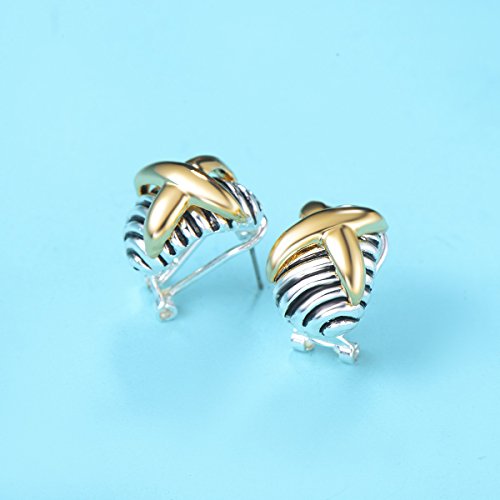 UNY Earring Cross Designer Inspired David Jewelry Antique Brand French Clip Twisted Cable Wire Gift3