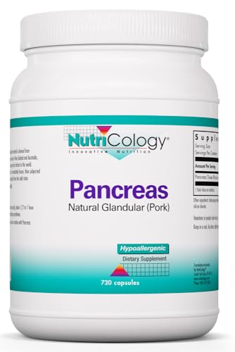 NutriCology Pancreas Natural Glandular - Supports Healthy Pancreas Immune & Digestive Activity - 425 mg per Serving - Freeze Dried Tissue from Pork - 720 Servings - 720 Capsules