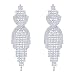 CHRAN Silver Teardrop Crystal Long Tassels Dangle Earrings Sparkling Rhinestone Ladies Gifts
