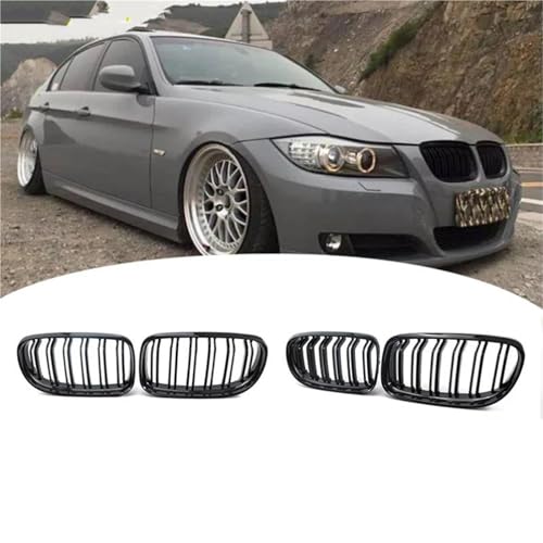 Calandre avant pour BMW E90 E91 LCI look carbone double barre style course - 2