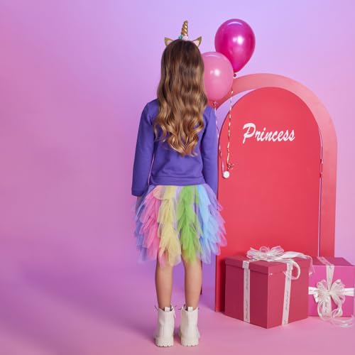 VIKITA Toddler Girls Sweatshirt Tutu Dress Soft Cotton Long Sleeve Party Tulle Dresses for Age 2-8 Years4