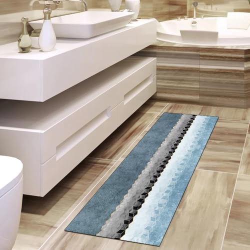 Alfombra larga para dormitorio y pasillo moderno transitable en gris 4
