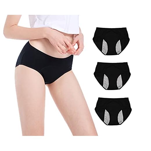 Leak Proof Protective Panties for Women Menstrual Period / Girls Heavy Flow/ Postpartum Bleeding/ Urinary Incontinence (Pack of 3) (Black, L / 28-31 Waist)