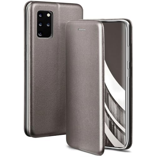 Étui rabat aspect cuir OneFlow Samsung S20 Plus gris avec bumper silicone absorbant les chocs