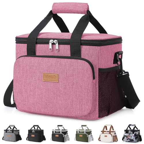 Lifewit Insulated Lunch Bag, 12-Can, Pink, 9L