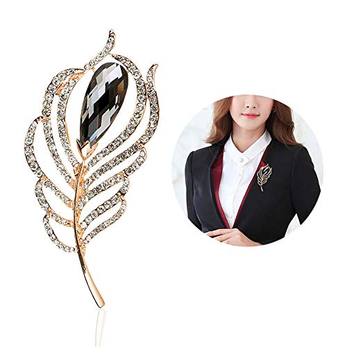 Huture Damen Brosche Anstecknadel Broschen Metallclip Blusen Clips Schal Zubehör Clip Nadeln Pfau Kristall Vintage Clips Mode Schmuck Abzeichen Corsage Brosche Strass, Rose Gold Grau Cover