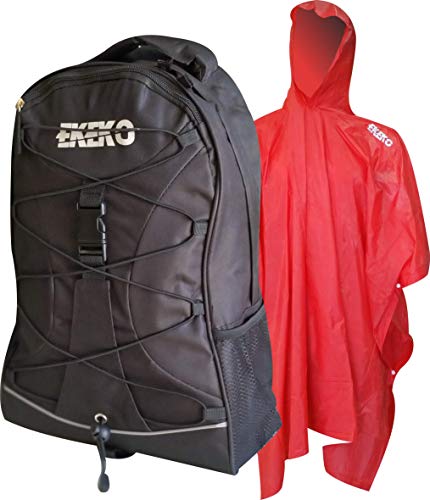 Mochila Y Poncho Pack EKEKO Camino Santiago  Set DE 30L Impermeable Rojo PVC.  Negro