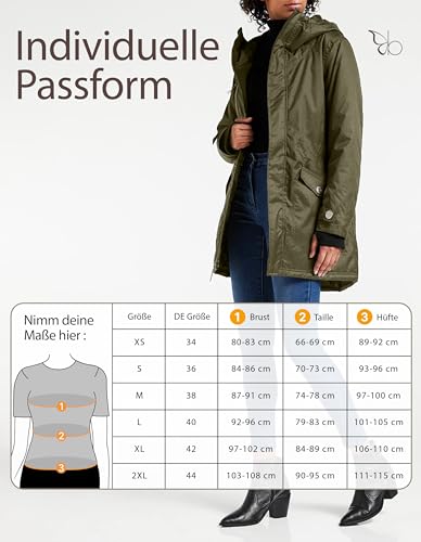 Berydale Damen Funktionsparka Jacke, Grün - Gefütterter Winter Parka, XXL EU