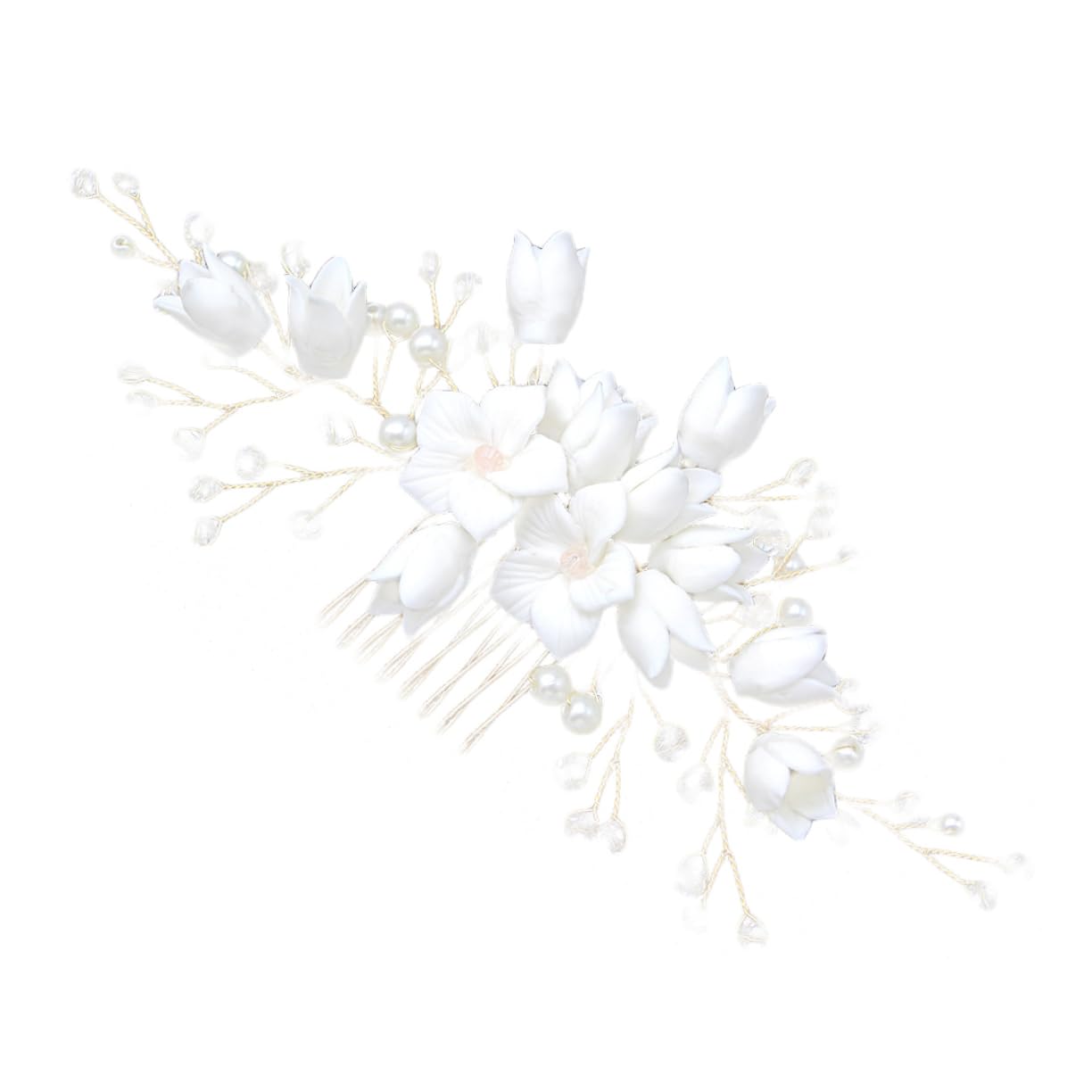 FOMIYES 2pcs Floral Bridal Hair Comb Pearl Crystal Bead Wedding Headpiece for Women for Bridesmaids Half Updo
