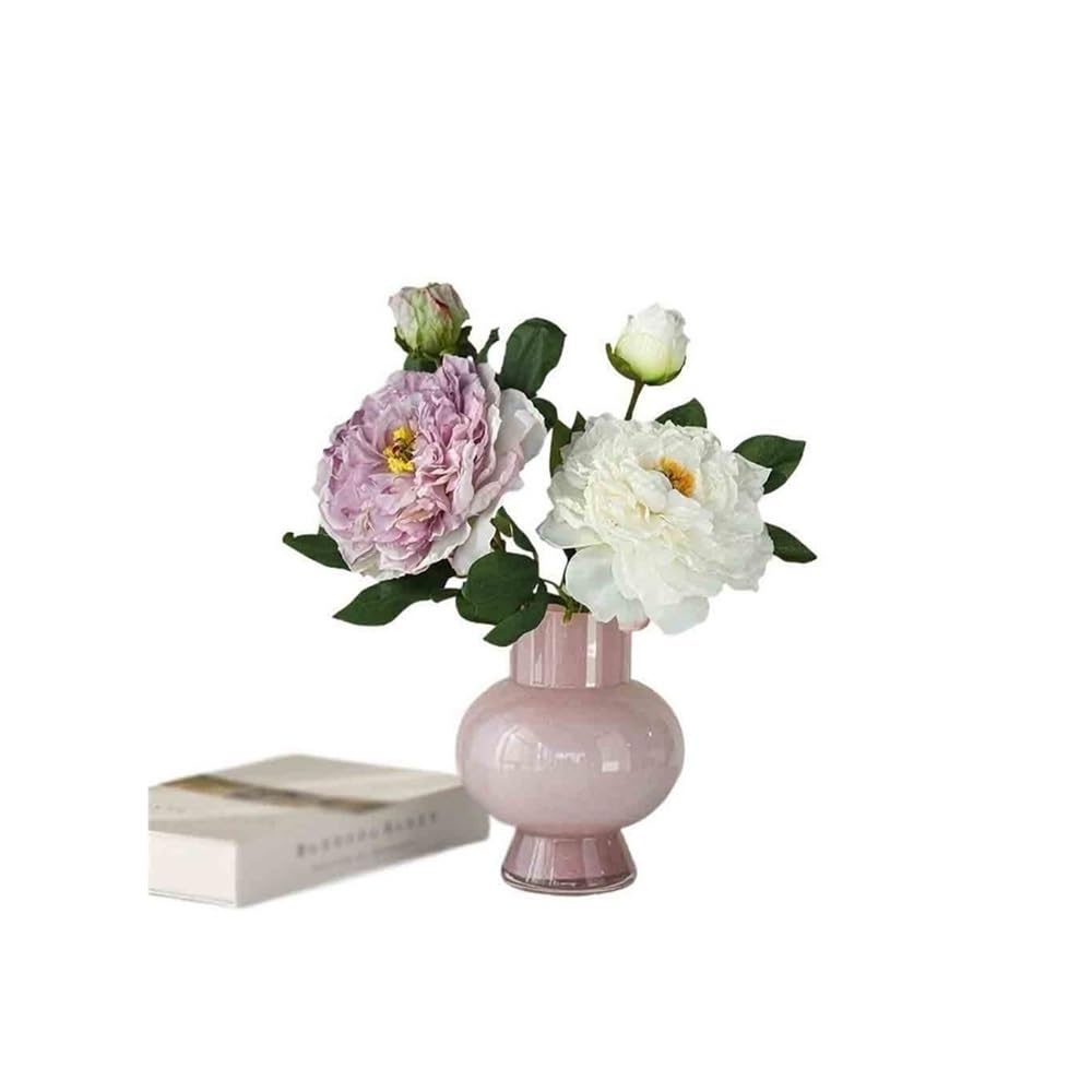Bx9rE7tK3g Faux Flowers with Vase Peony Simulation Flower with Vase Living Room Decoration Arrangement Guifei Purple and White Artificial Flowers