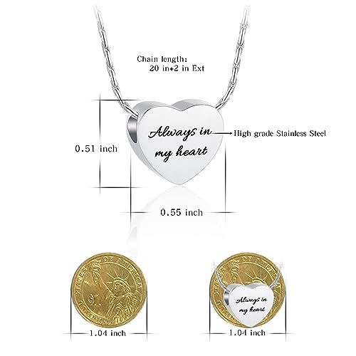 constantlife Cremation Jewelry for Ashes - Heart Pendant Memorial Urn Necklace Ashes Holder Stainless Steel Personalized Customization Keepsake2