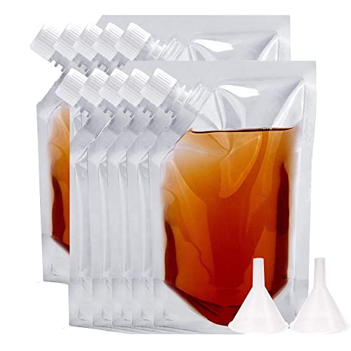 32Oz Concealable Flasks Reusable Drinking Bag - 10 Pack Plastic Flask For Liquor Cruise Pouch Hidden Sneak Alcohol Travel Drinking Flask Kits,Travel Party,With Funnel (32Oz X 10) #TOP3