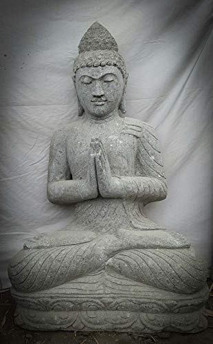 wanda collection Zen Buddha stone garden statue prayer pose 1 m