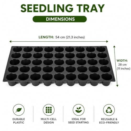 Image of 98 Reusable Seedling Tray - Pack of 3 (Black, 98 Holes /Tray) | Durable Plastic Germination Trays with Drainage Holes | Ideal for Seed Starting, Greenhouse, and Indoor Gardening