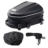 Liberator(リベレーター) シートバッグ バイク用 ケース表面は撥水素材を採用(防水カバー付属)衝撃に強く・軽いセミハードシートバッグ 10Lから14Lへ拡張可能 仕分けポケット内蔵 耐傷 盗難防止ロックホール付スライダー付属 ショルダーベルト2本付属 カーボン調デザイン バイクバッグ bike-001