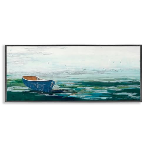 'Lone Dinghy Boat Floating Ocean Water Collage'| Framed Giclee Art