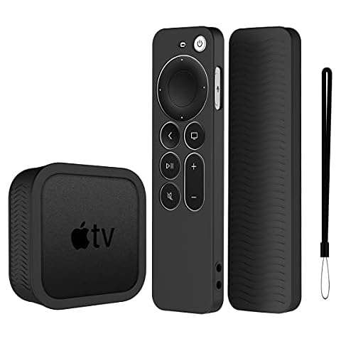 YIPINJIA Compatible for 2021 Apple TV 4K Siri Remote Cover,[2 in 1] with Silicone Protective TV Box Case for 2021 Apple TV 4K, Skin-Friendly/Anti-Slip/Shockproof (Black) Cover