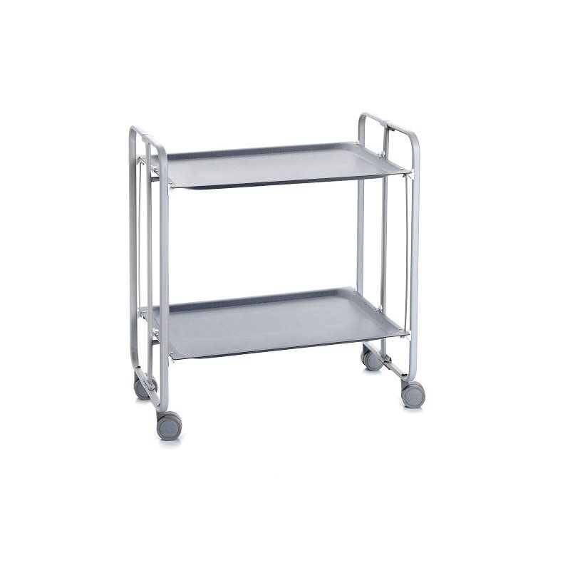 DON HIERRO - Carrito auxiliar con ruedas BAUHAUS, armazón metálico de color gris, 2 bandejas-Gris