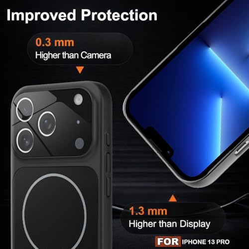 Image of SHINESTAR Premium Luxury Case Compatible with iPhone 13 Pro | Protective Back Cover with Camera Lens Safety | Wireless Charging Support | Slim Fit Durable Design | Enhanced Grip Protection Black