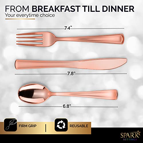 Rose Gold Plastic Silverware Heavy Duty, 300 Rose Gold Utensils Set Disposable 100 Forks, 100 Spoons & 100 Knives, Rose Gold Plastic Silverware Heavy Duty For Party, Birthday, Wedding-By Sparksettings #TOP2